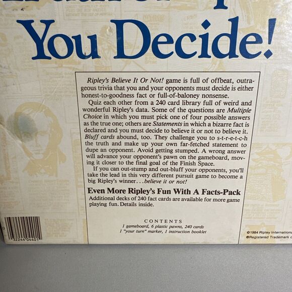 Vintage - Ripley’s Believe It Or Not - Milton Bradley 1984 Board Game - Complete - Picture 9 of 10